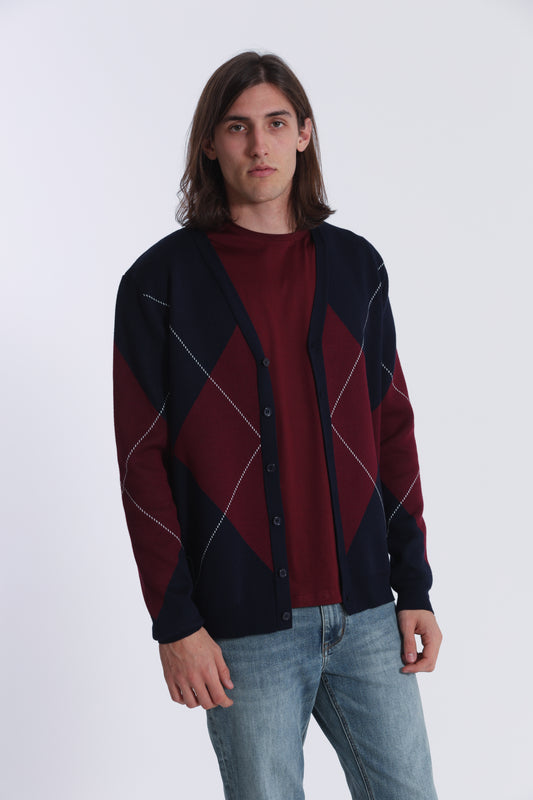 CARDIGAN IN MAGLIA A ROMBI