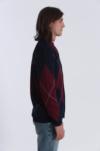 CARDIGAN IN MAGLIA A ROMBI