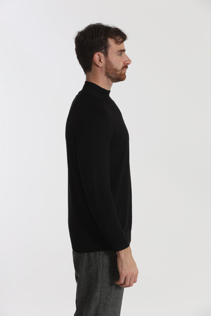 PULLOVER IN MAGLIA A MEZZO COLLO IN TINTA UNITA