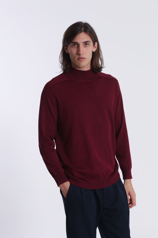 PULLOVER IN MAGLIA A MEZZO COLLO IN TINTA UNITA