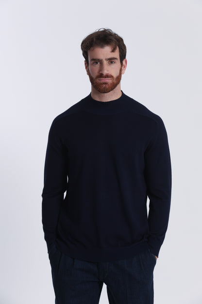 PULLOVER IN MAGLIA A MEZZO COLLO IN TINTA UNITA