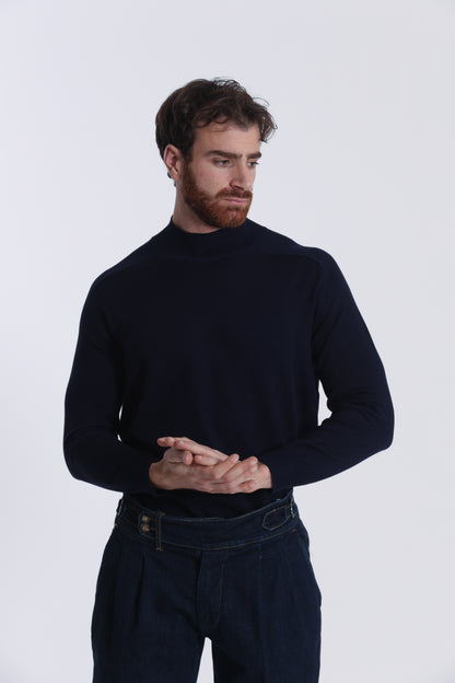 PULLOVER IN MAGLIA A MEZZO COLLO IN TINTA UNITA