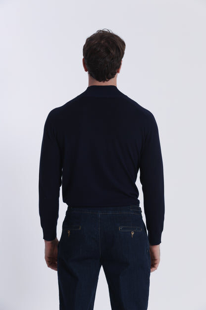 PULLOVER IN MAGLIA A MEZZO COLLO IN TINTA UNITA