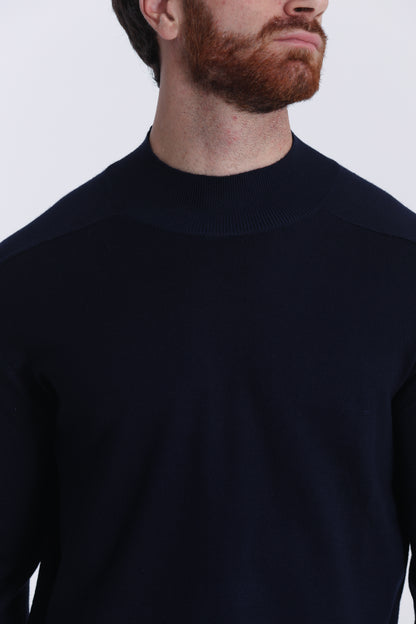 PULLOVER IN MAGLIA A MEZZO COLLO IN TINTA UNITA