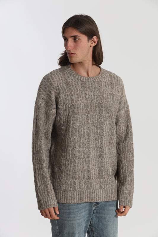 MAGLIA IN MISTO LANA CON TRECCIA
