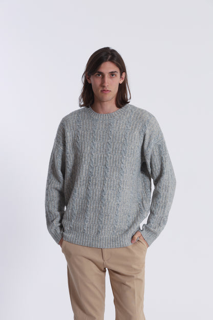 MAGLIA IN MISTO LANA CON TRECCIA