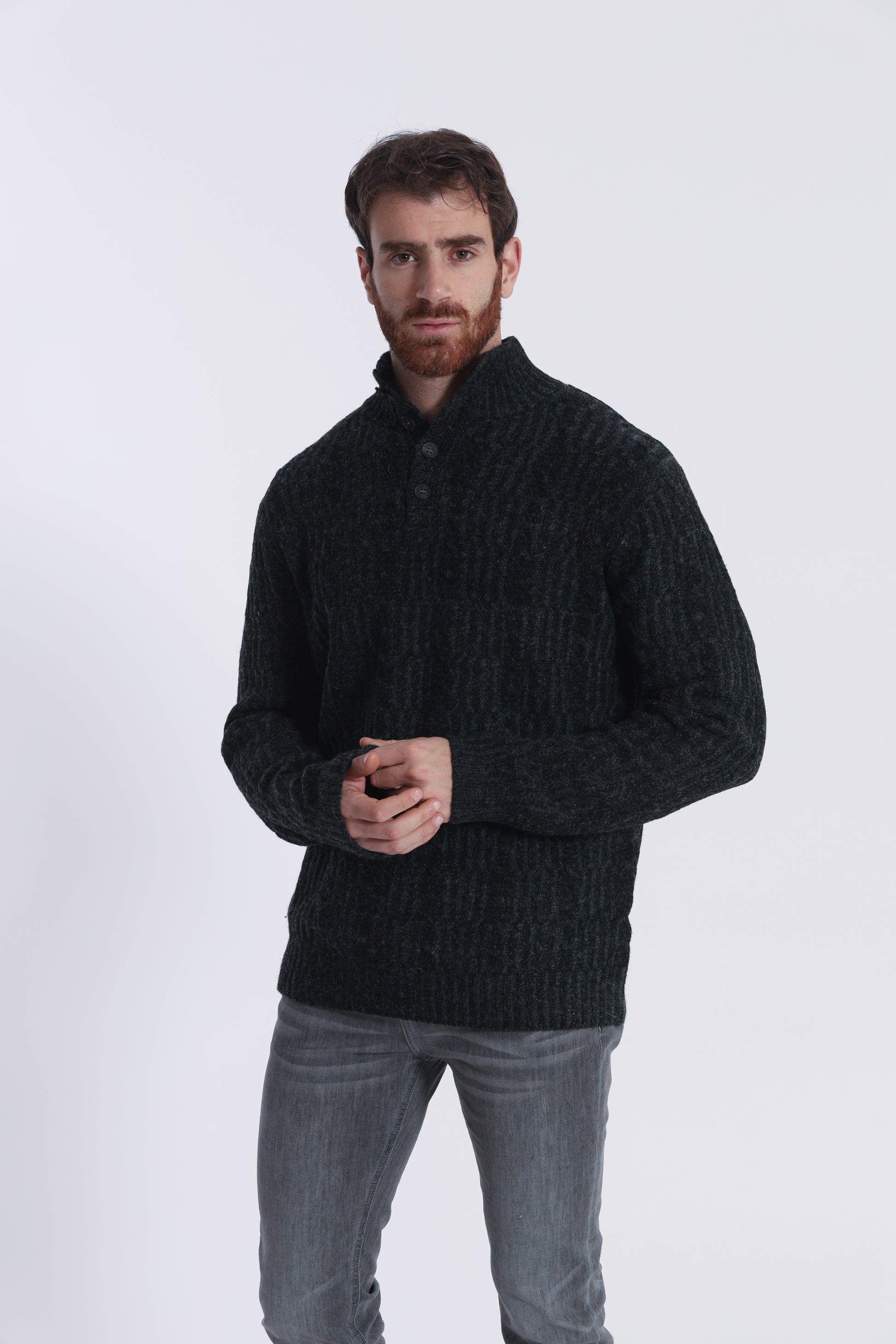 MAGLIA A MEZZO COLLO IN MISTO LANA CON TRECCIA