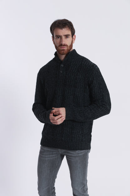 MAGLIA A MEZZO COLLO IN MISTO LANA CON TRECCIA