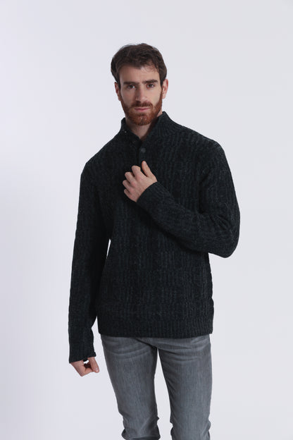 MAGLIA A MEZZO COLLO IN MISTO LANA CON TRECCIA