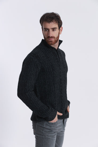 MAGLIA A MEZZO COLLO IN MISTO LANA CON TRECCIA