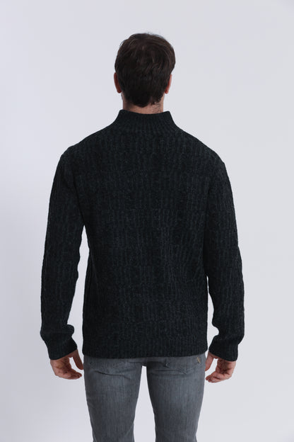 MAGLIA A MEZZO COLLO IN MISTO LANA CON TRECCIA