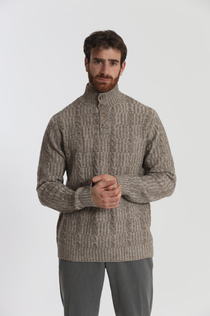 MAGLIA A MEZZO COLLO IN MISTO LANA CON TRECCIA