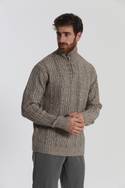 MAGLIA A MEZZO COLLO IN MISTO LANA CON TRECCIA