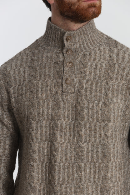 MAGLIA A MEZZO COLLO IN MISTO LANA CON TRECCIA