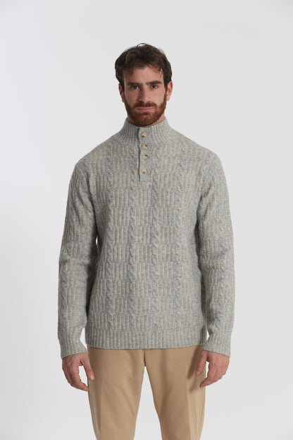 MAGLIA A MEZZO COLLO IN MISTO LANA CON TRECCIA