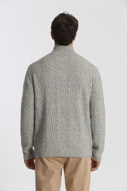 MAGLIA A MEZZO COLLO IN MISTO LANA CON TRECCIA