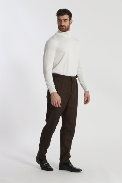 PANTALONI IN MISTO LANA CON CINTURINI