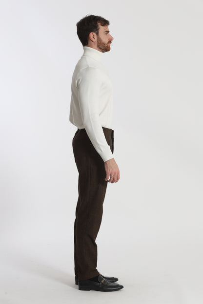 PANTALONI IN MISTO LANA CON CINTURINI