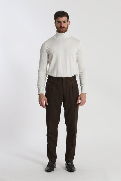 PANTALONI IN MISTO LANA CON CINTURINI