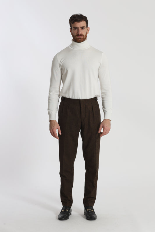 PANTALONI IN MISTO LANA CON CINTURINI