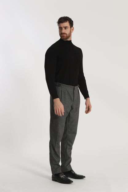 PANTALONI IN MISTO LANA CON CINTURINI
