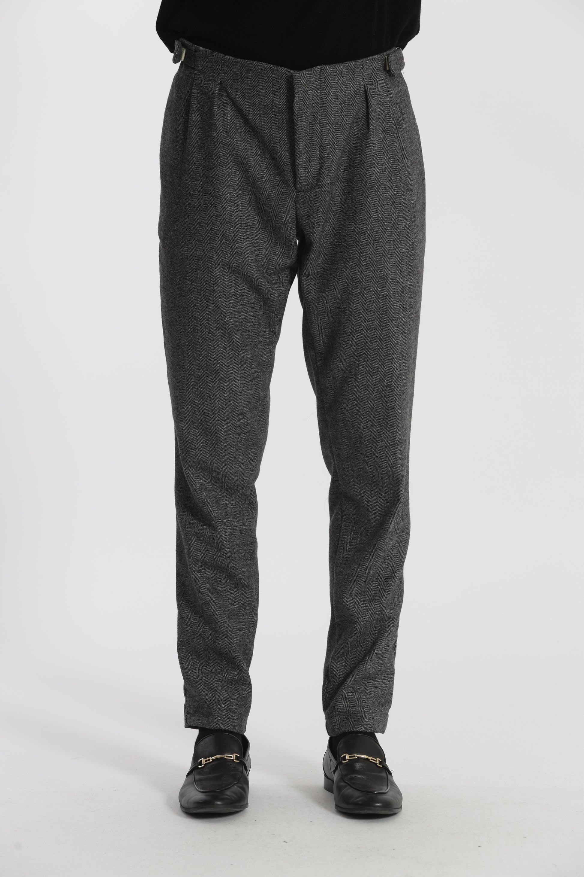 PANTALONI IN MISTO LANA CON CINTURINI