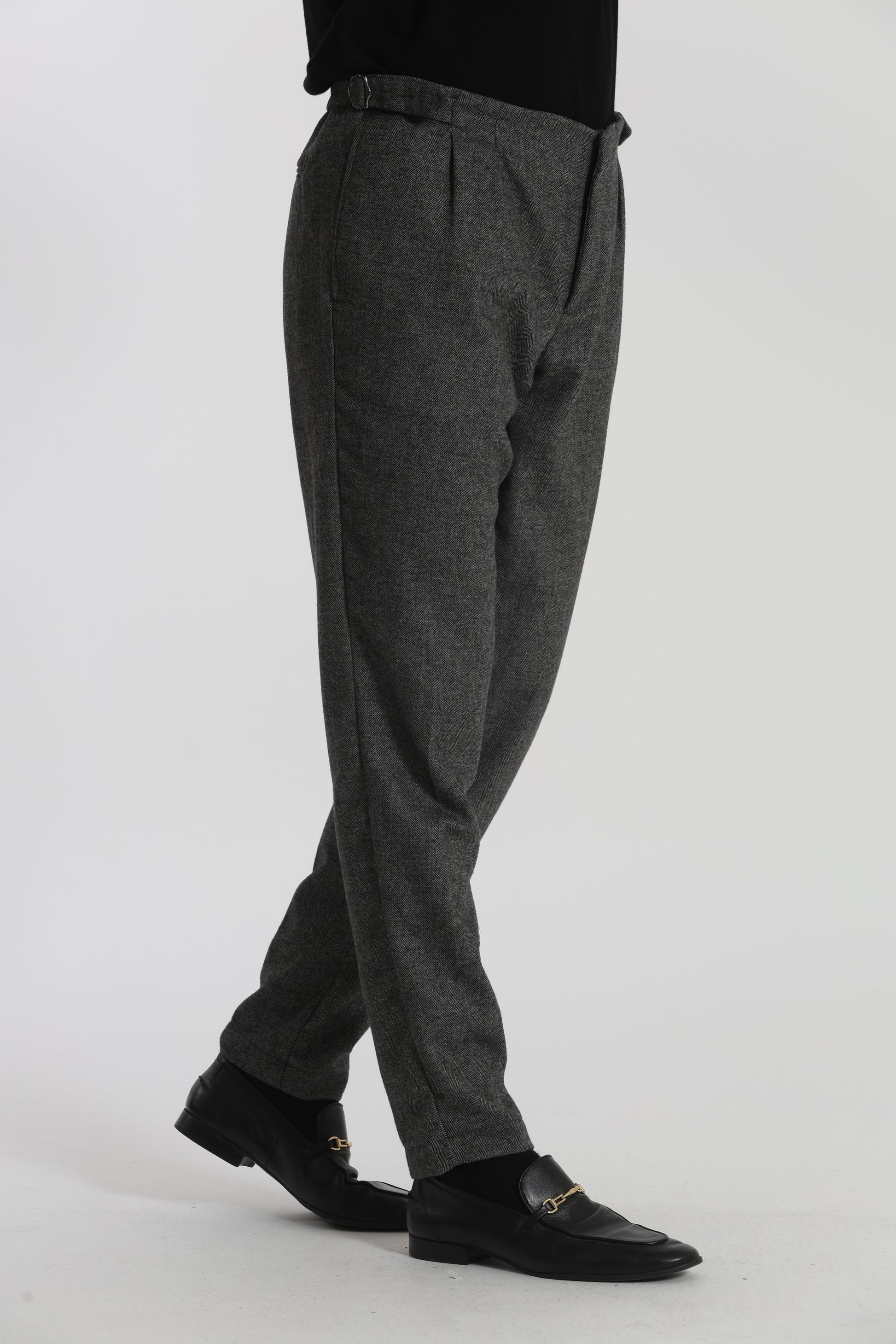 PANTALONI IN MISTO LANA CON CINTURINI