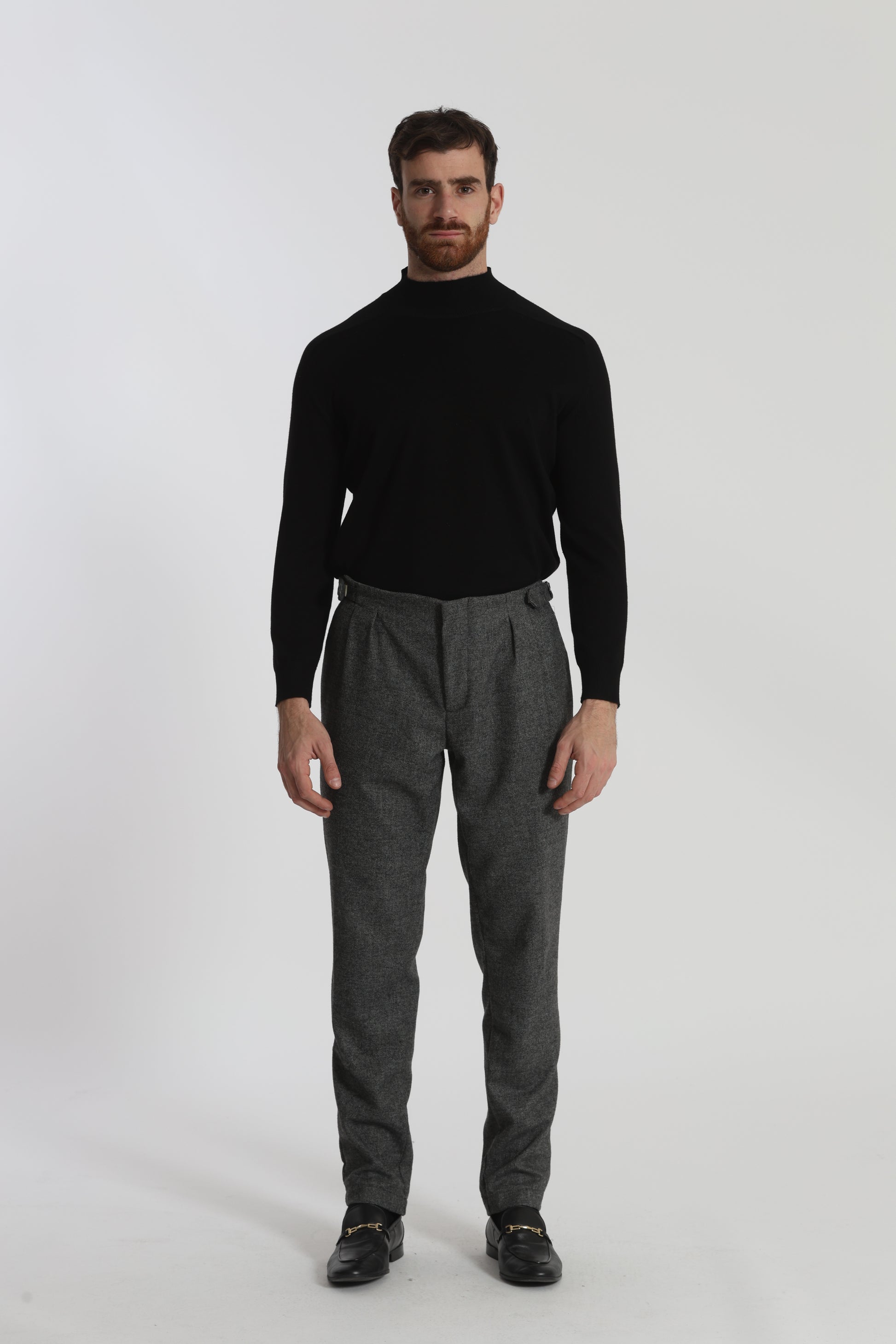 PANTALONI IN MISTO LANA CON CINTURINI