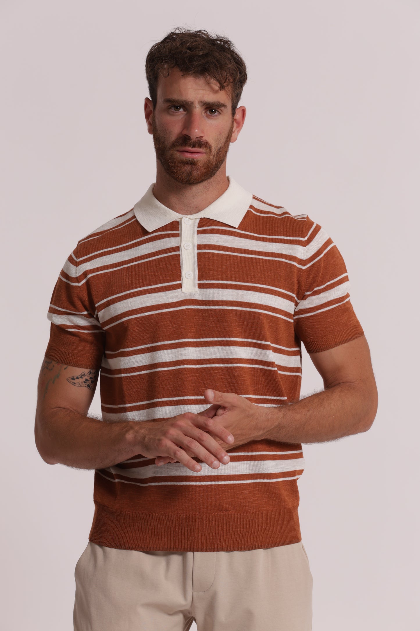 POLO IN MAGLIA A RIGHE LEGGERA