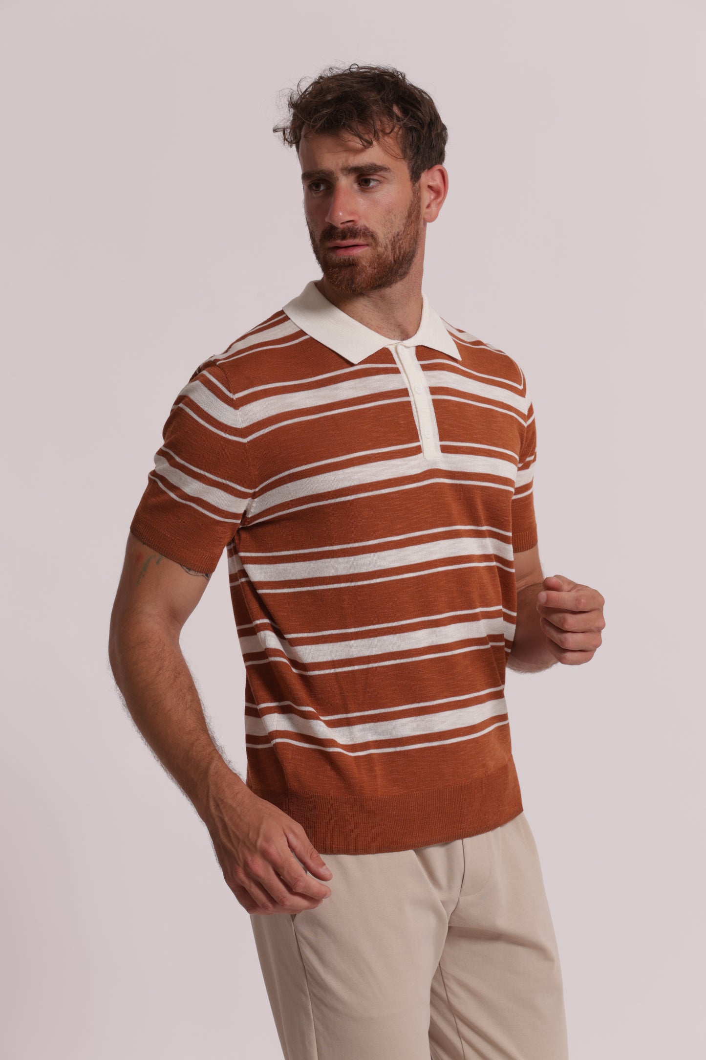 POLO IN MAGLIA A RIGHE LEGGERA