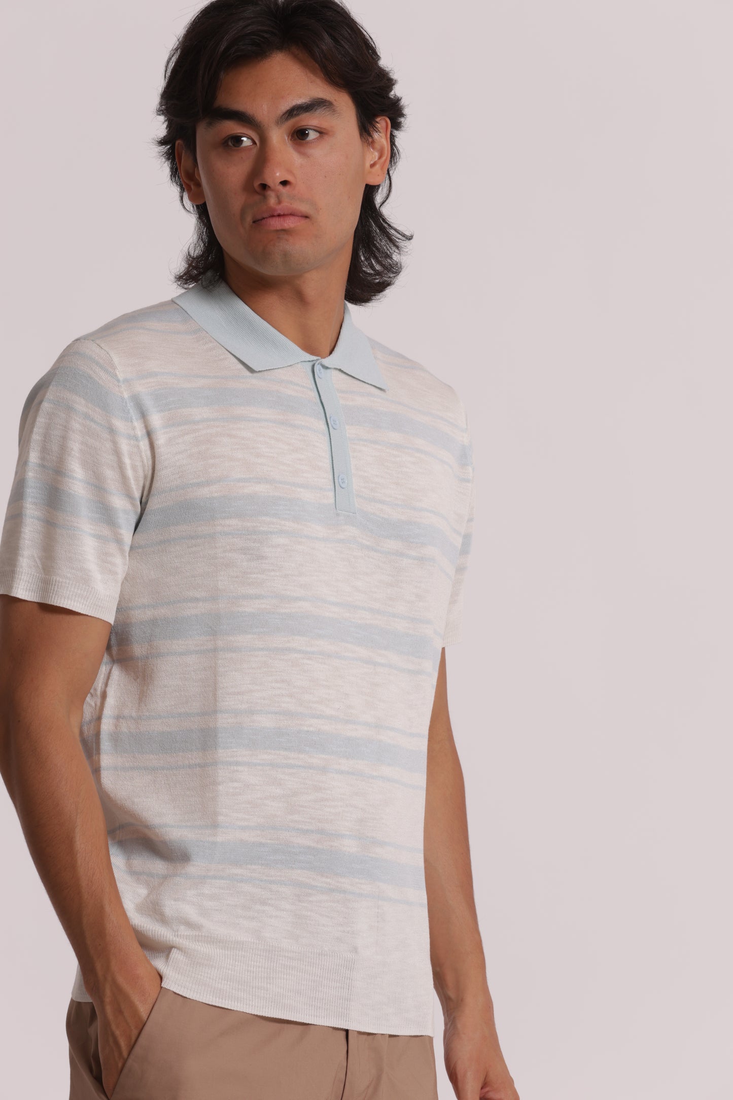 POLO IN MAGLIA A RIGHE LEGGERA