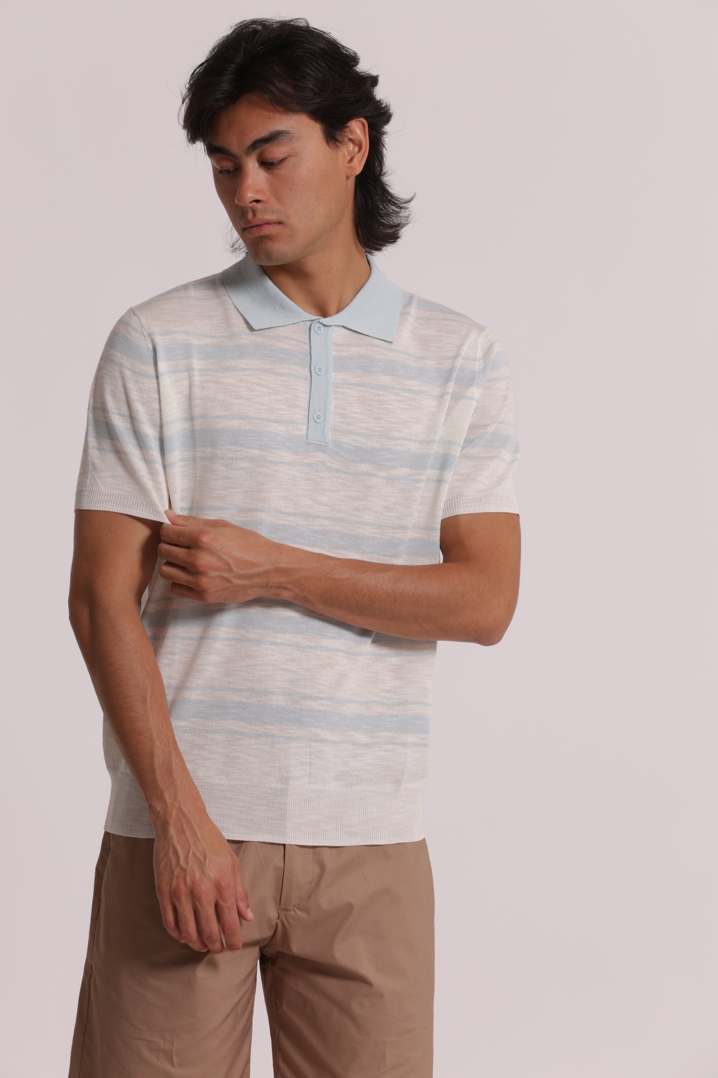 POLO IN MAGLIA A RIGHE LEGGERA