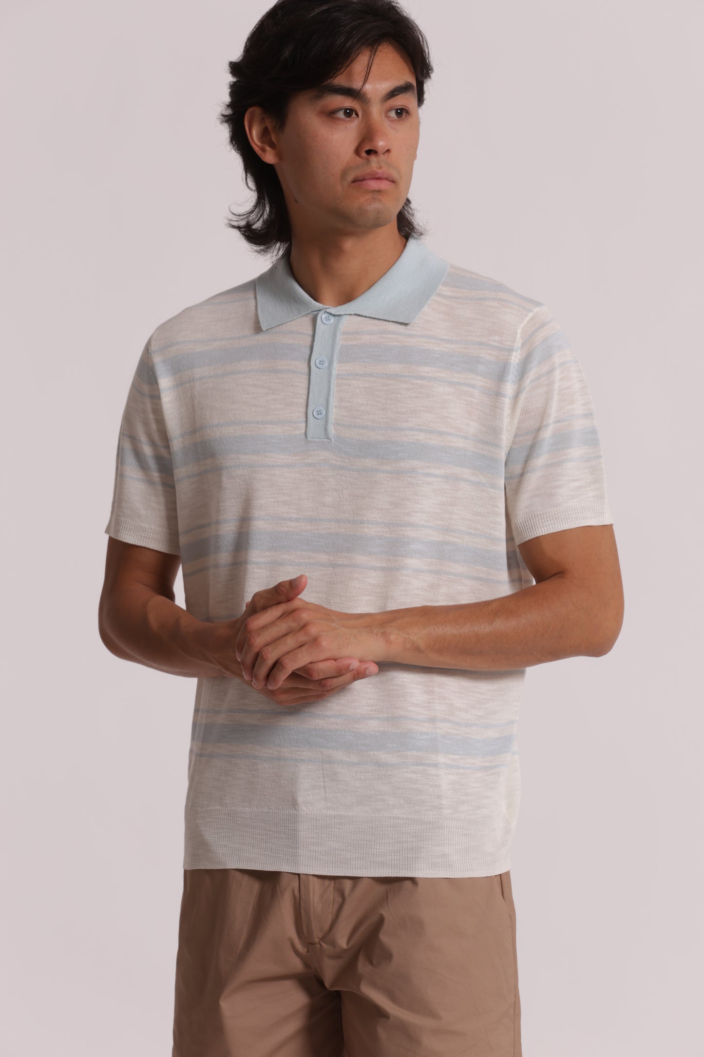 POLO IN MAGLIA A RIGHE LEGGERA