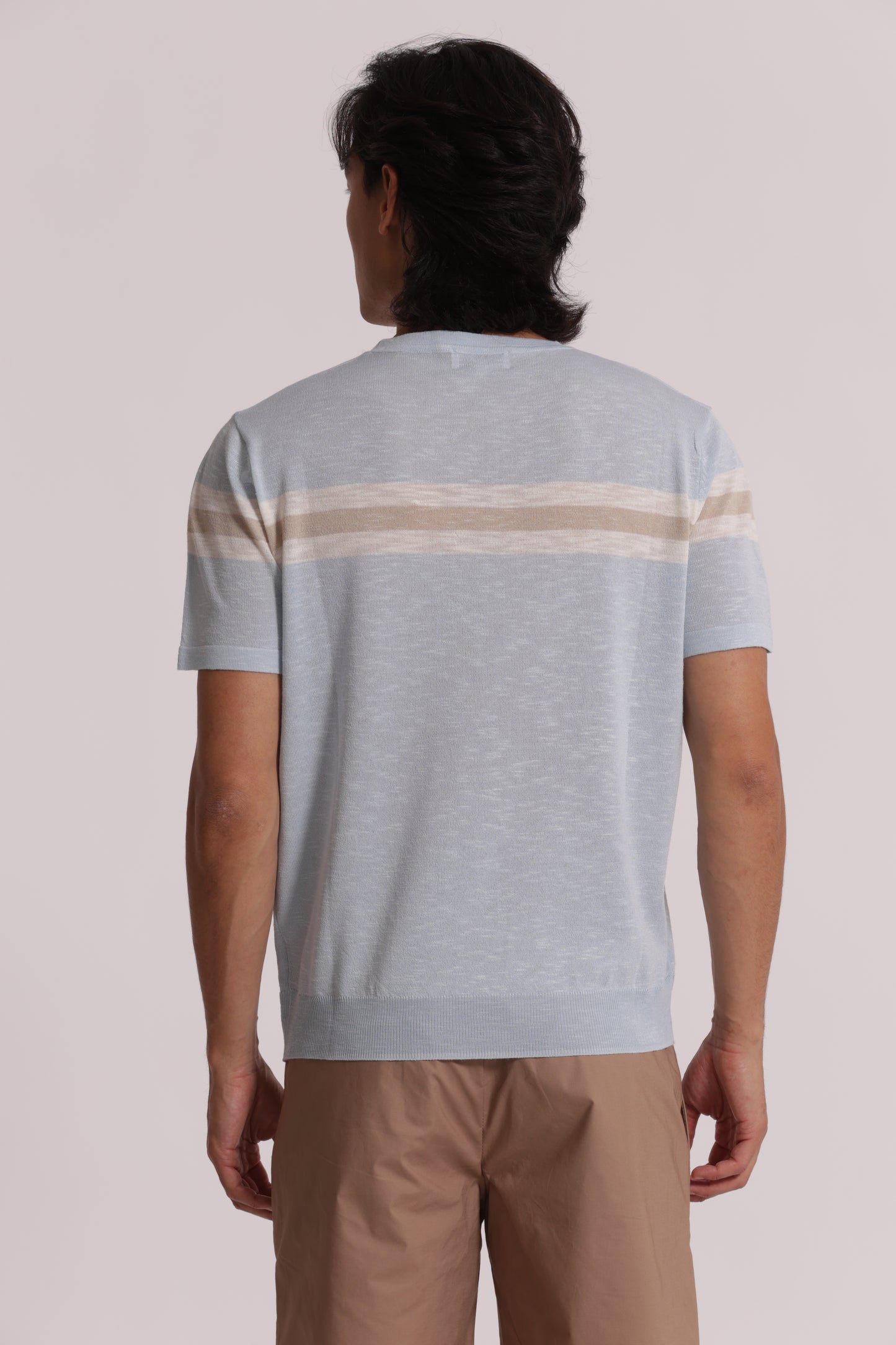 T-SHIRT IN MAGLIA LEGGERA RIGATA