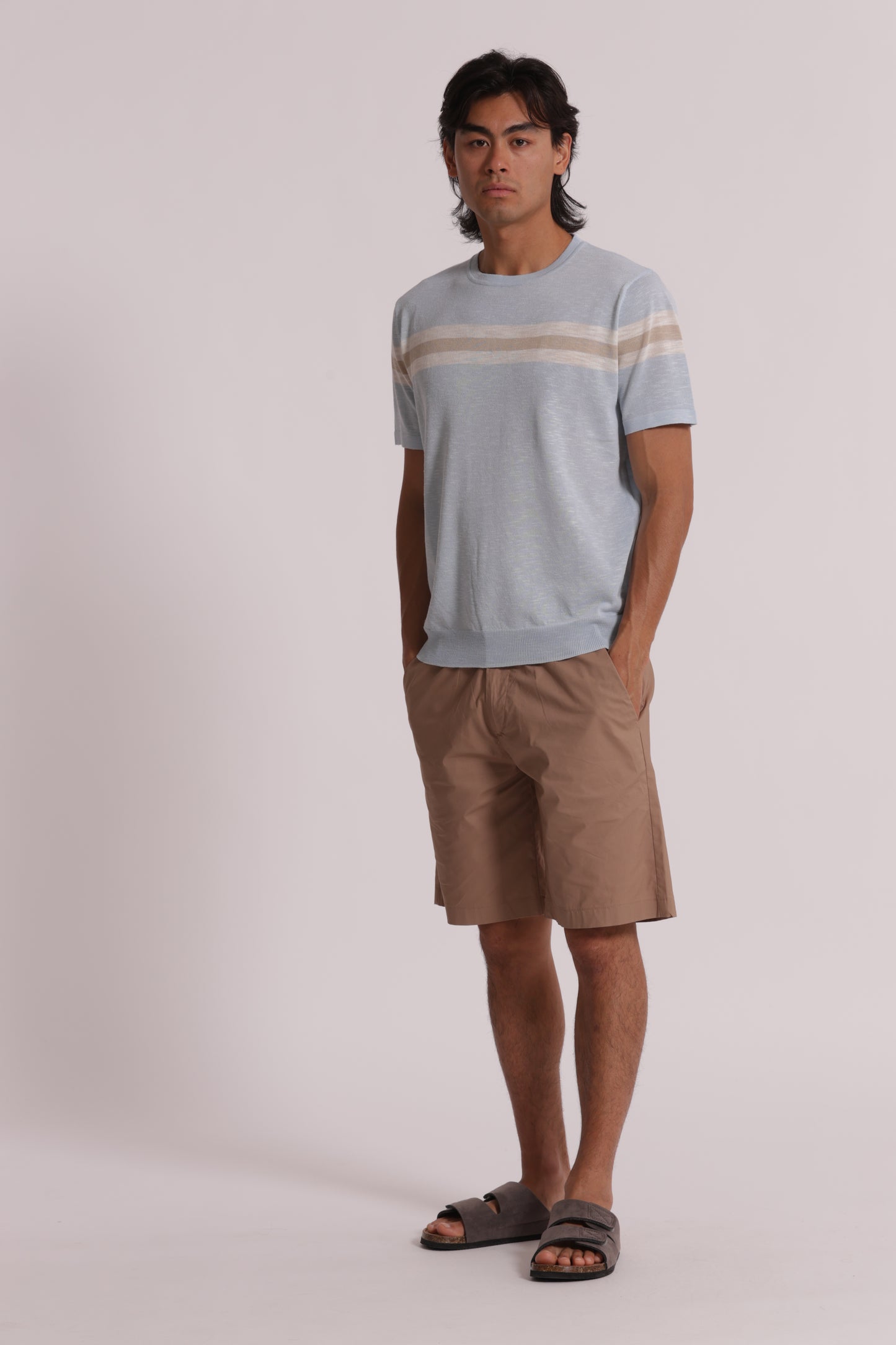 T-SHIRT IN MAGLIA LEGGERA RIGATA