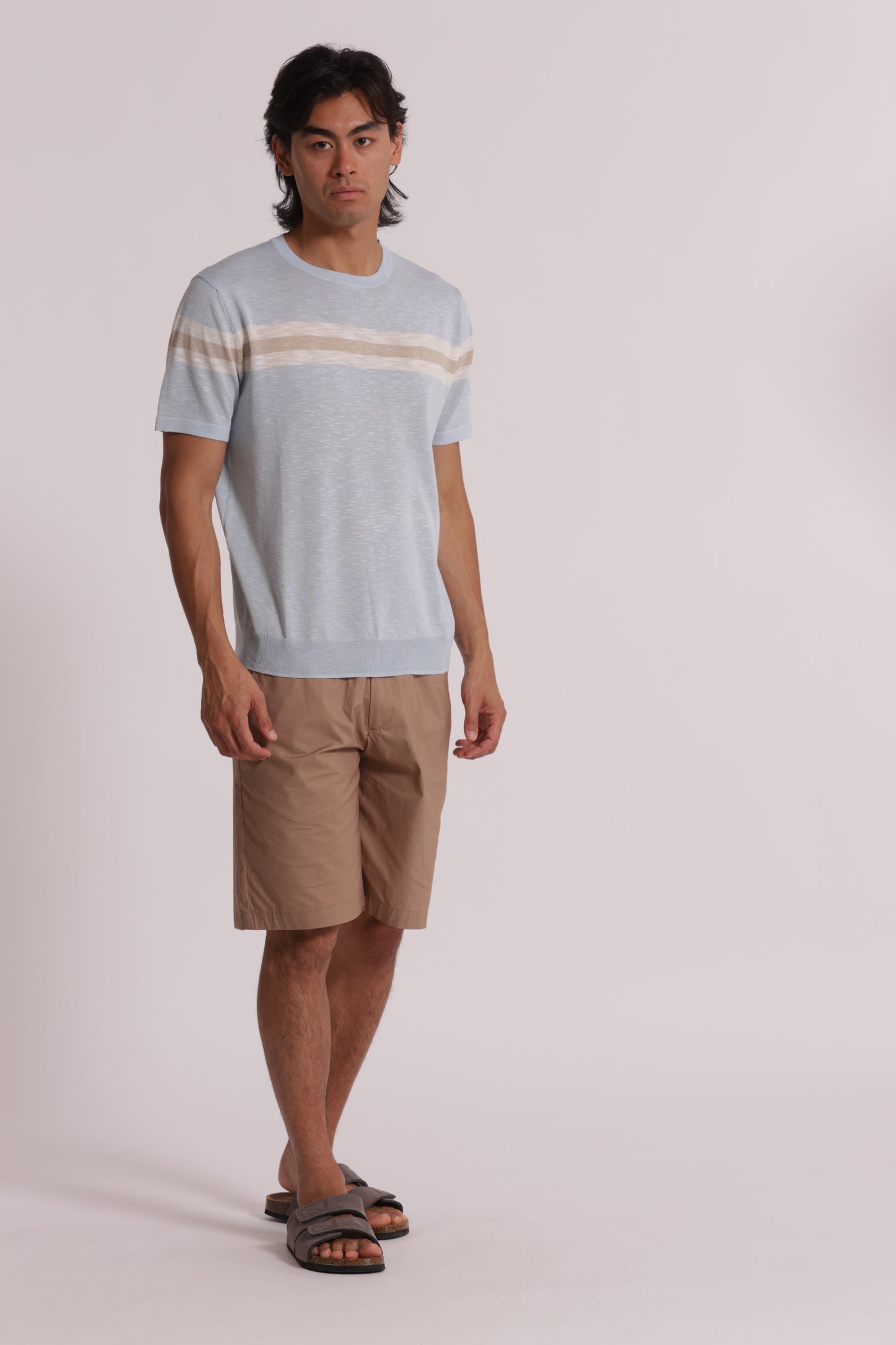 T-SHIRT IN MAGLIA LEGGERA RIGATA