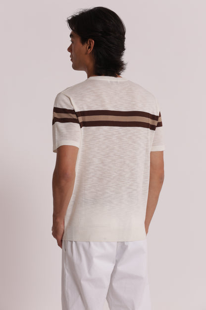T-SHIRT IN MAGLIA LEGGERA RIGATA