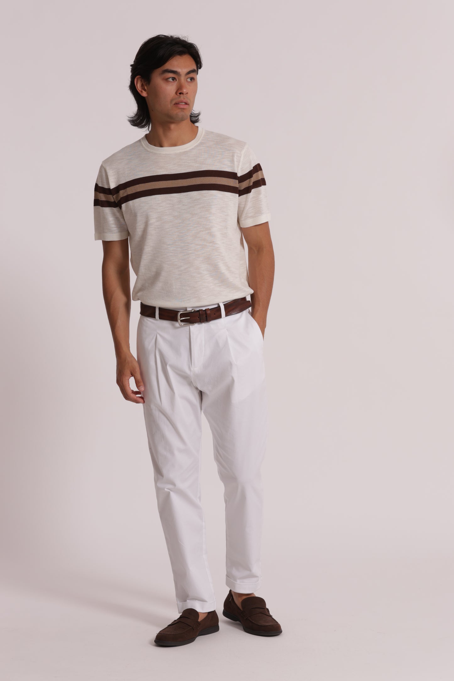 T-SHIRT IN MAGLIA LEGGERA RIGATA