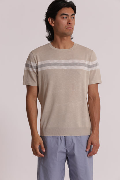 T-SHIRT IN MAGLIA LEGGERA RIGATA