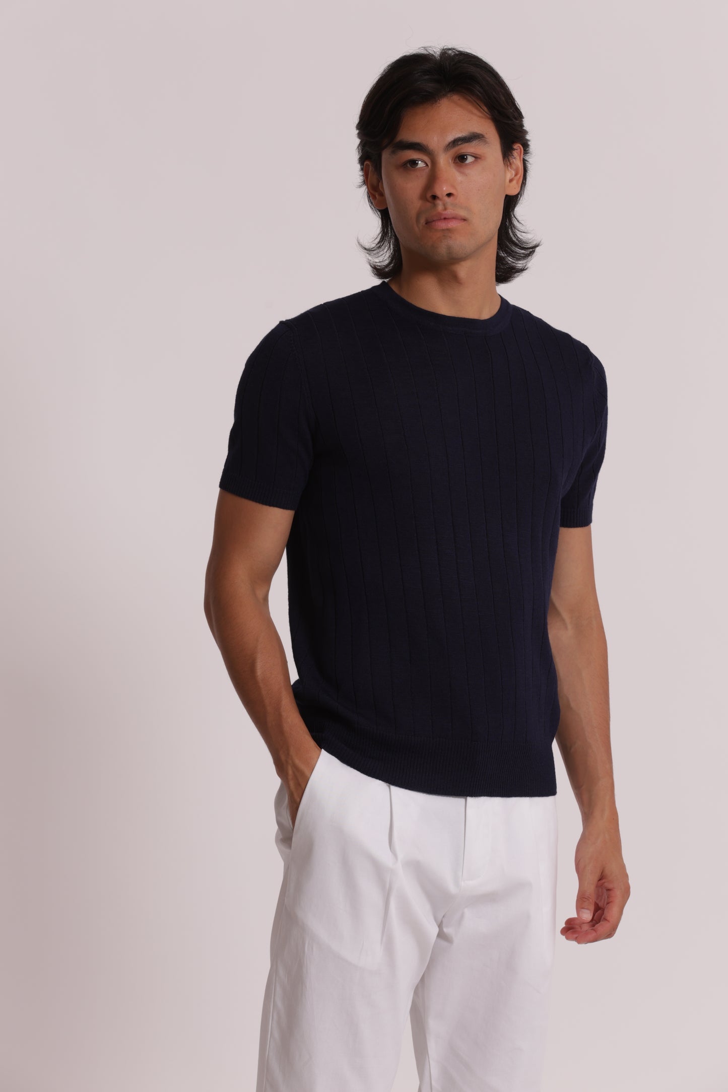 MAGLIA GIROCOLLO COSTA PIATTA