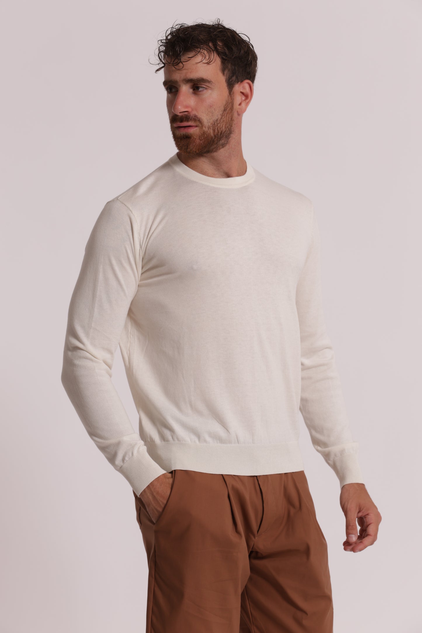 MAGLIA GIROCOLLO SETA E COTONE