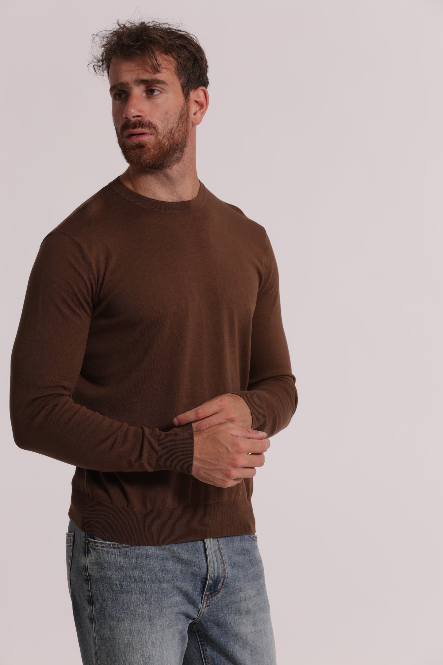 MAGLIA GIROCOLLO SETA E COTONE