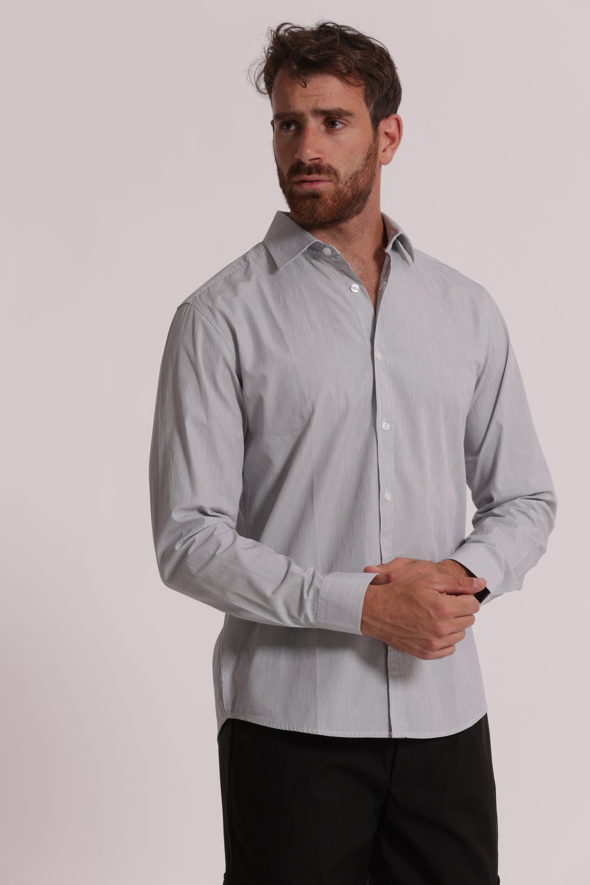 CAMICIA MICROFANTASIA A RIGHE