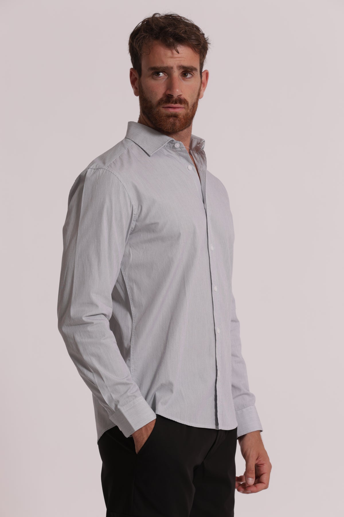 CAMICIA MICROFANTASIA A RIGHE