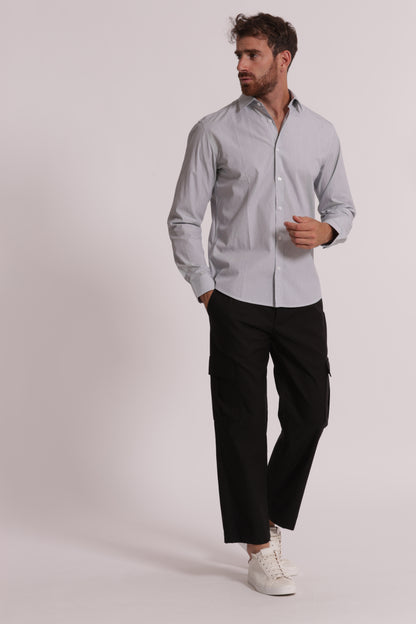 CAMICIA MICROFANTASIA A RIGHE