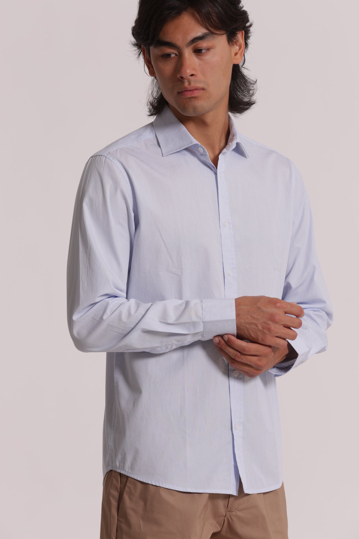 CAMICIA MICROFANTASIA A RIGHE