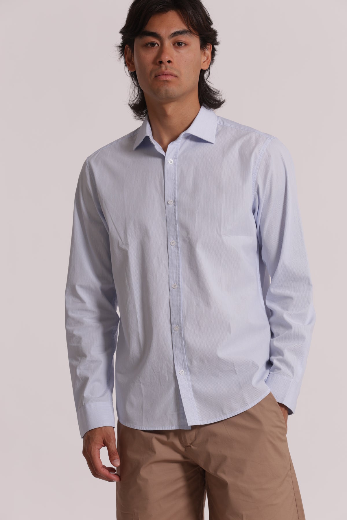 CAMICIA MICROFANTASIA A RIGHE