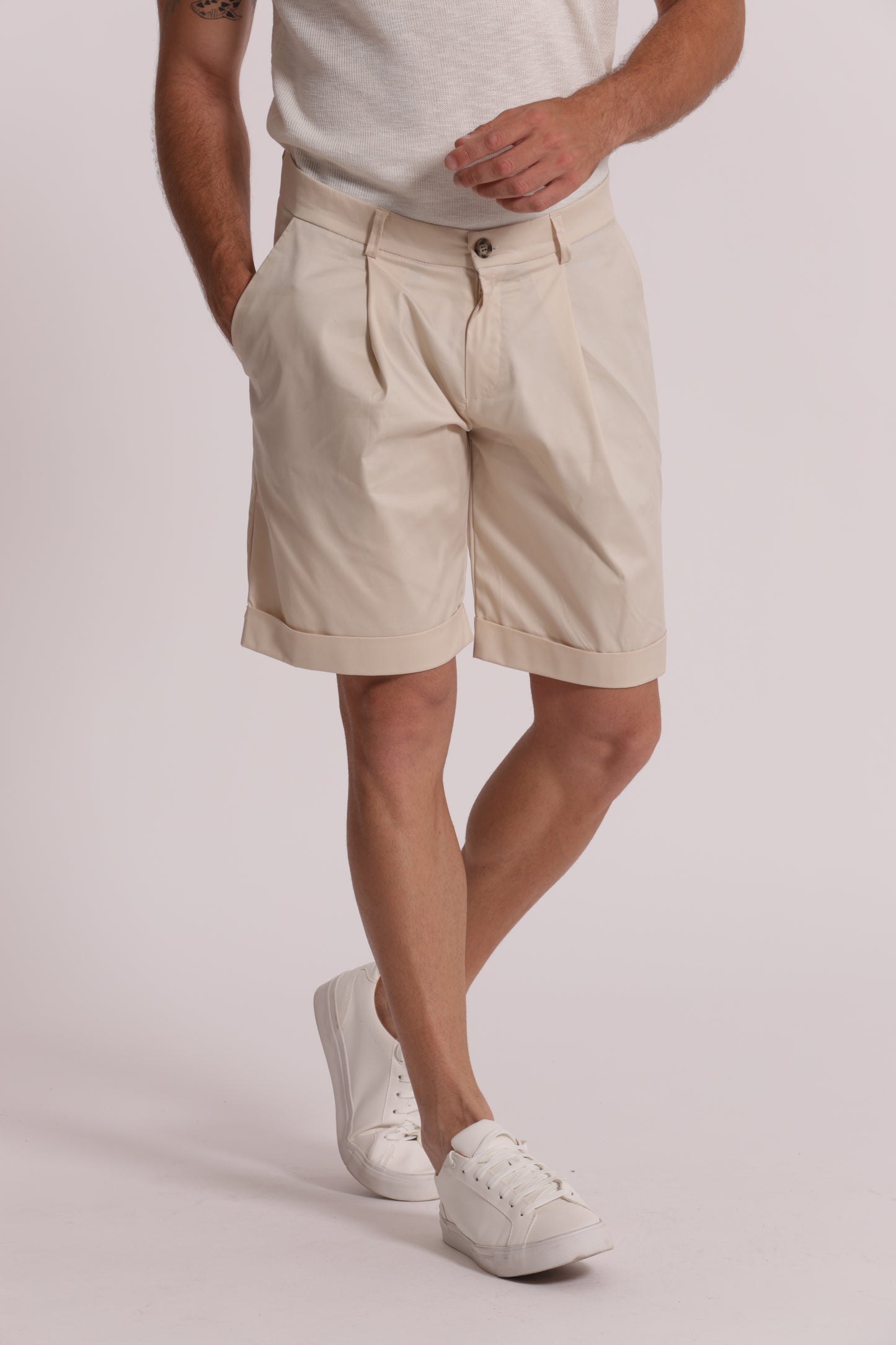 BERMUDA MISTO COTONE CON PINCES