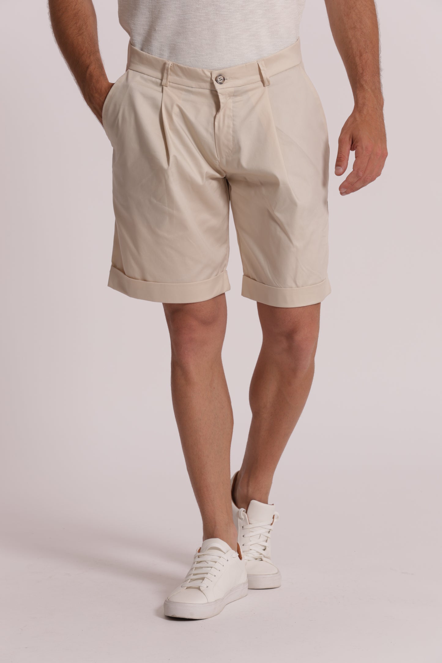 BERMUDA MISTO COTONE CON PINCES