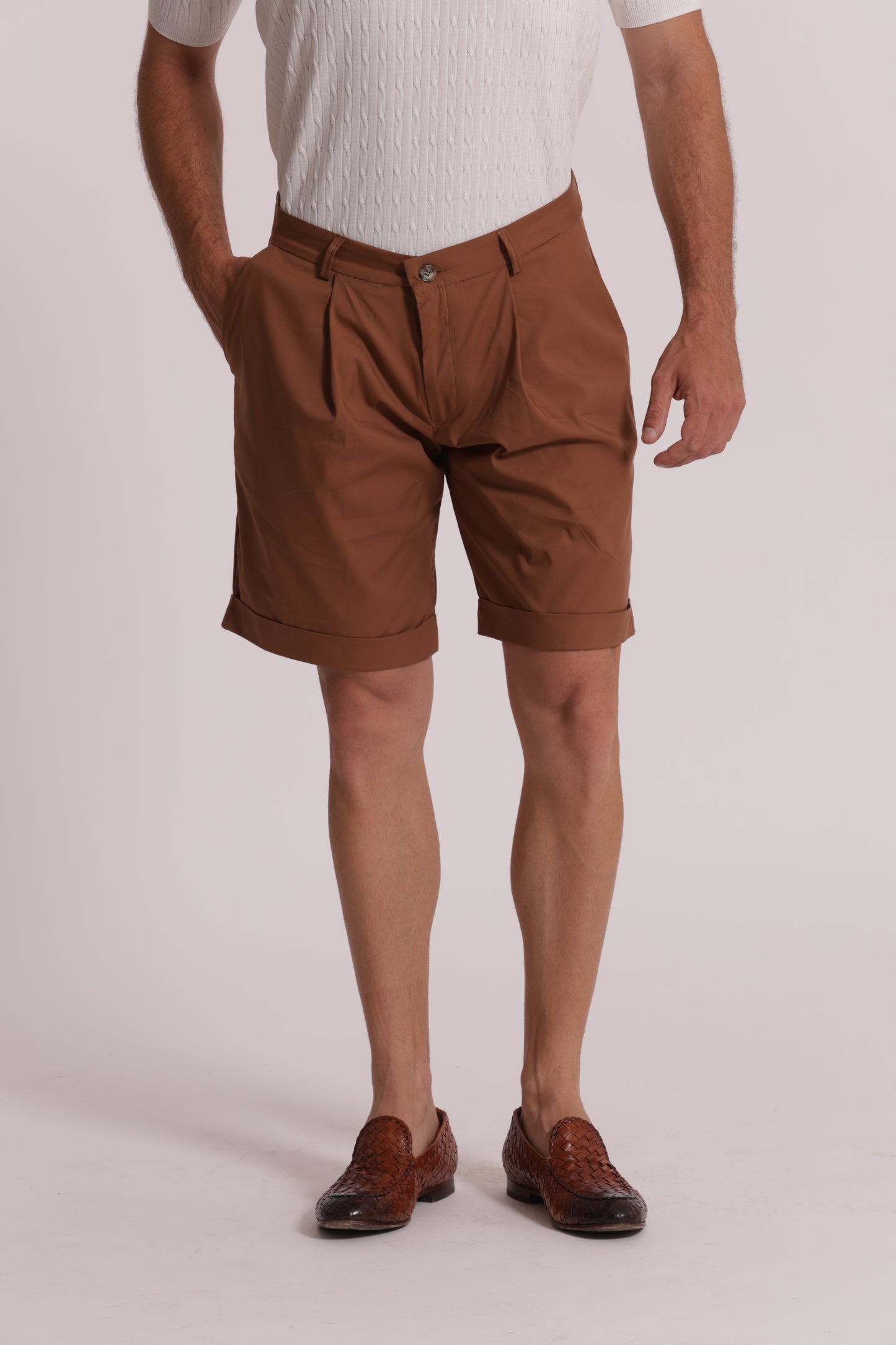 BERMUDA MISTO COTONE CON PINCES